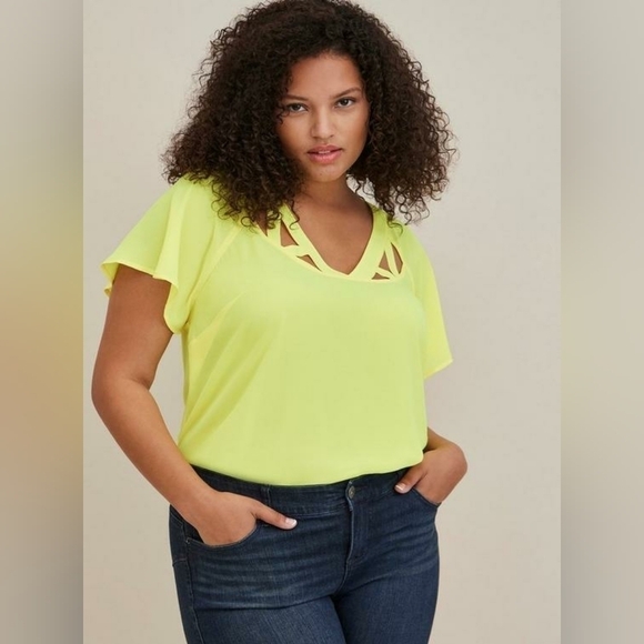 torrid Tops - TORRID Georgette Cage Front Blouse, Size 2